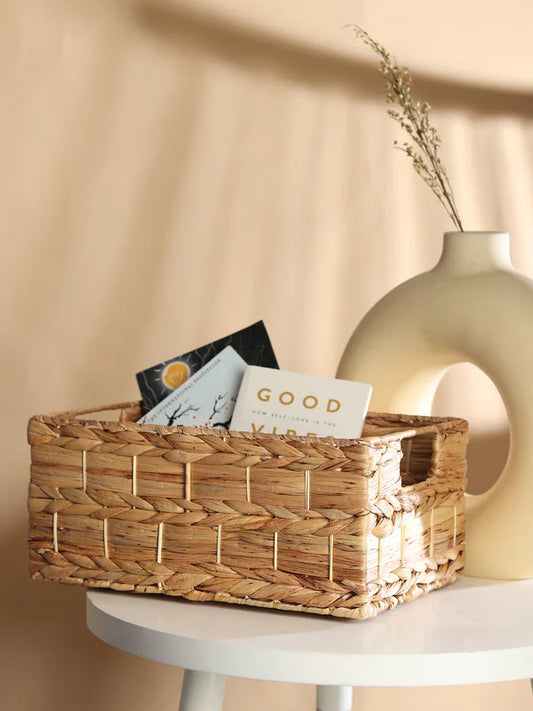 Multipurpose Water Hyacinth Organiser Basket for Decorative and Functional Use