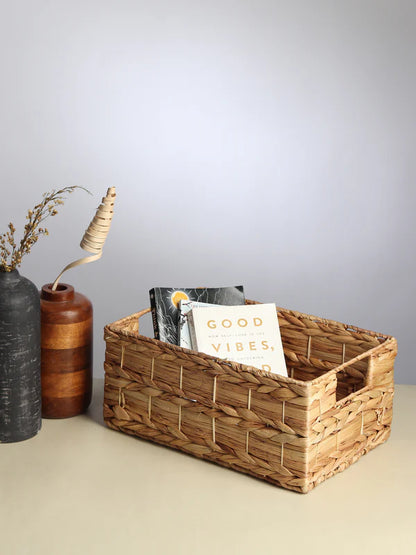 Multipurpose Water Hyacinth Organiser Basket for Decorative and Functional Use