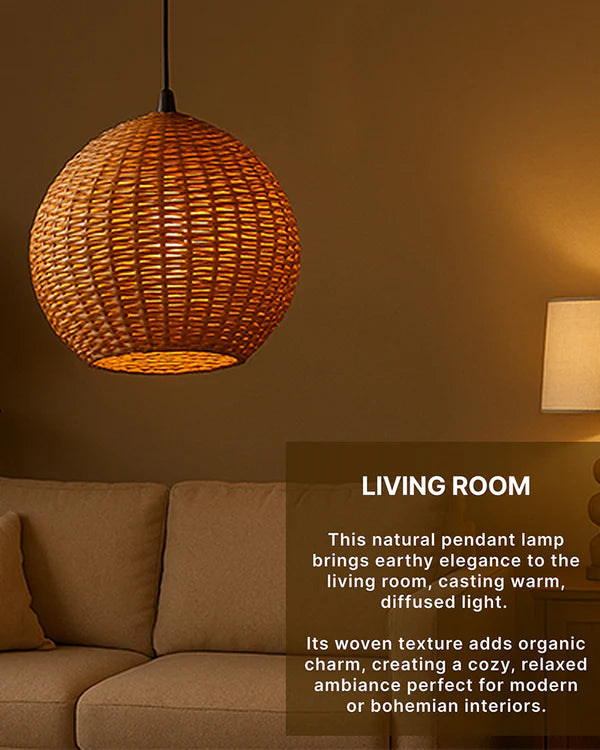 Modern Wicker Hanging Lamp for Dining Space and Home