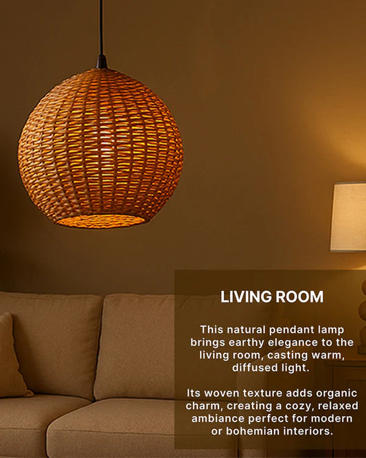 Modern Wicker Hanging Lamp for Dining Space and Home
