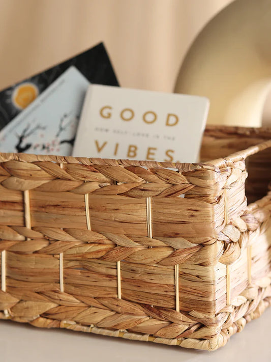 Multipurpose Water Hyacinth Organiser Basket for Decorative and Functional Use