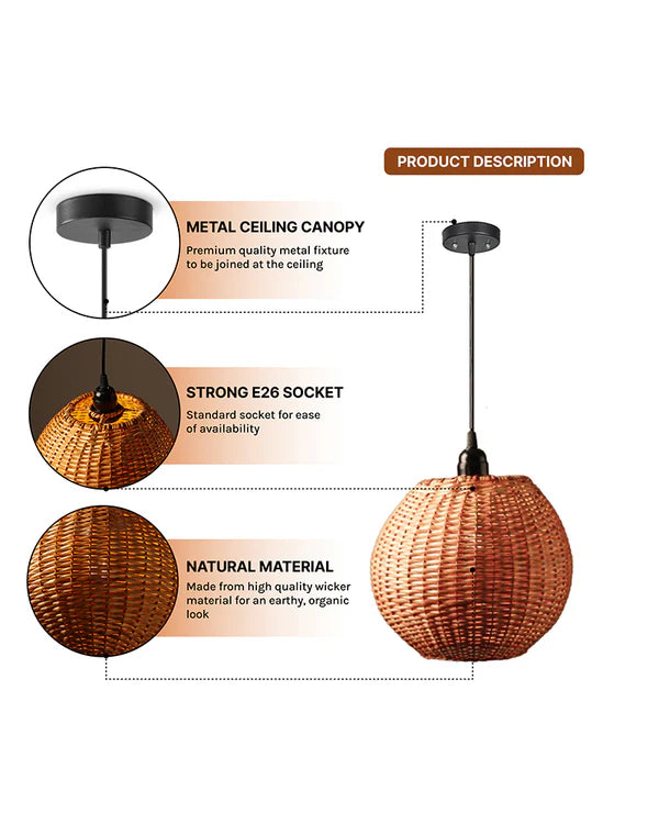 Modern Wicker Hanging Lamp for Dining Space and Home