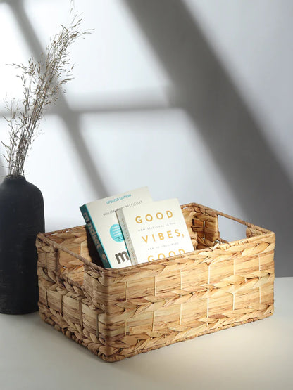 Multipurpose Water Hyacinth Organiser Basket for Decorative and Functional Use