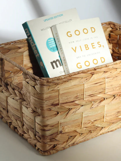 Multipurpose Water Hyacinth Organiser Basket for Decorative and Functional Use