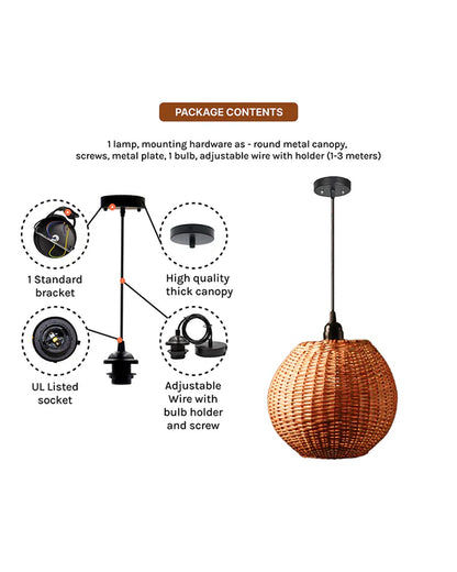 Modern Wicker Hanging Lamp for Dining Space and Home
