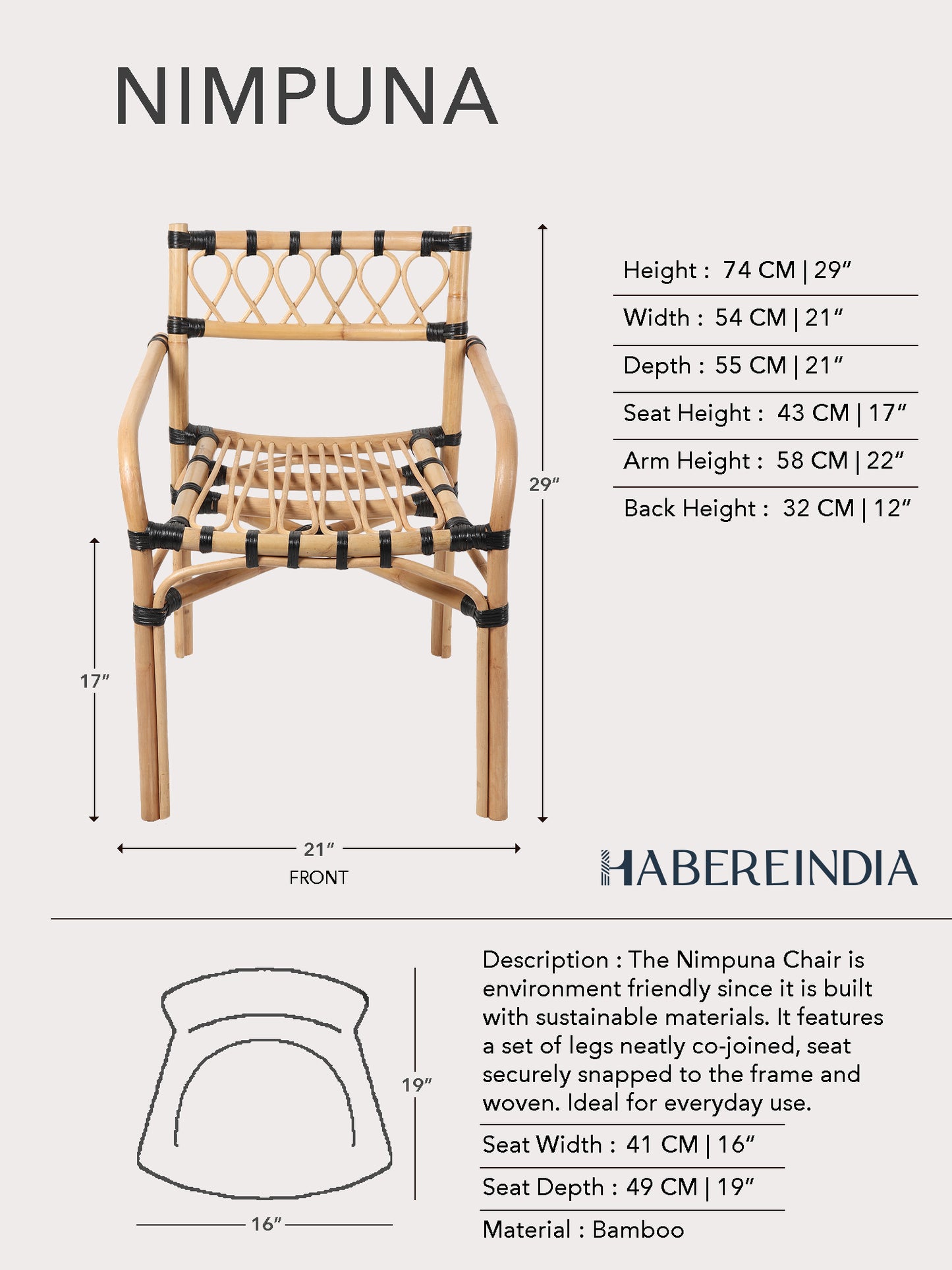 Nimpuna Bamboo Chair | Rattan Chair | Modern Chairs for Living Room