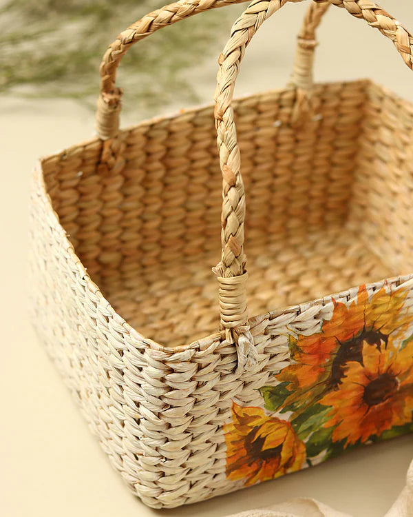Natural Seagrass Hamper Basket for Kitchen, Dining Table, and Decorative Display