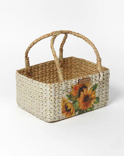 Natural Seagrass Hamper Basket for Kitchen, Dining Table, and Decorative Display