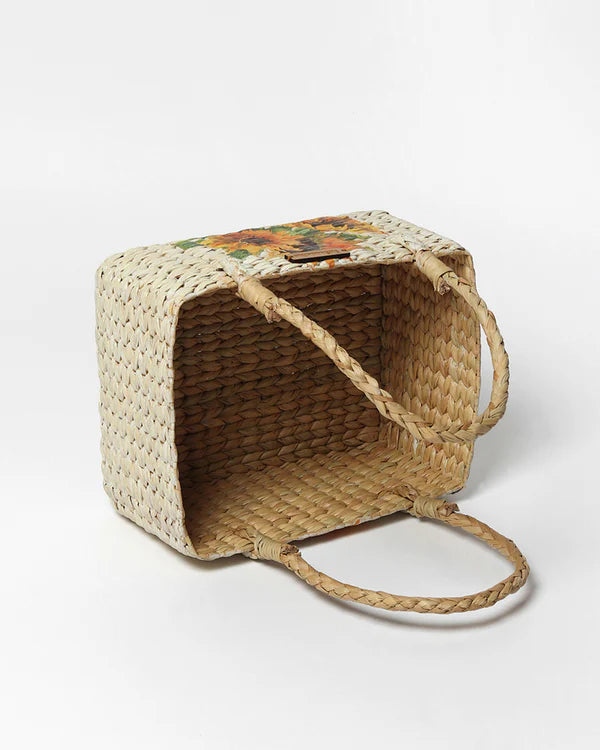 Natural Seagrass Hamper Basket for Kitchen, Dining Table, and Decorative Display