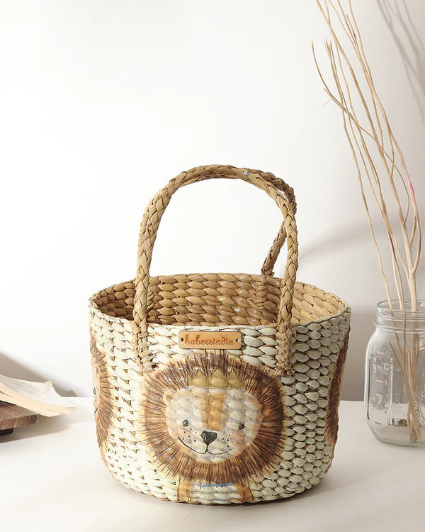 Natural Seagrass Round Fruit Basket for Dining Table and Kitchen Storage