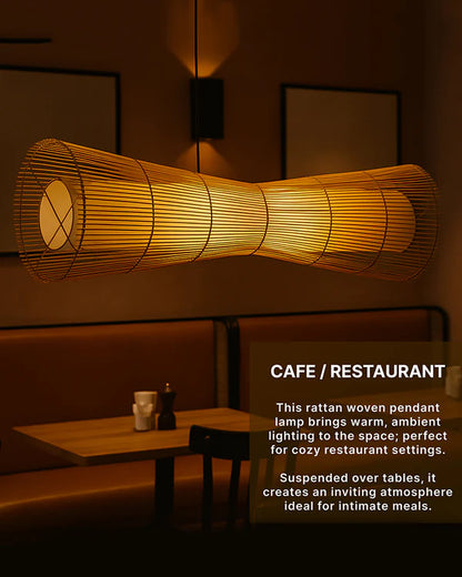 Rustic Rattan Pendant Light for Bedroom and Living Room