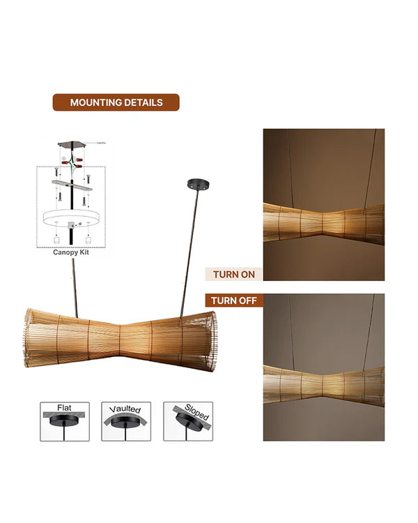 Rustic Rattan Pendant Light for Bedroom and Living Room