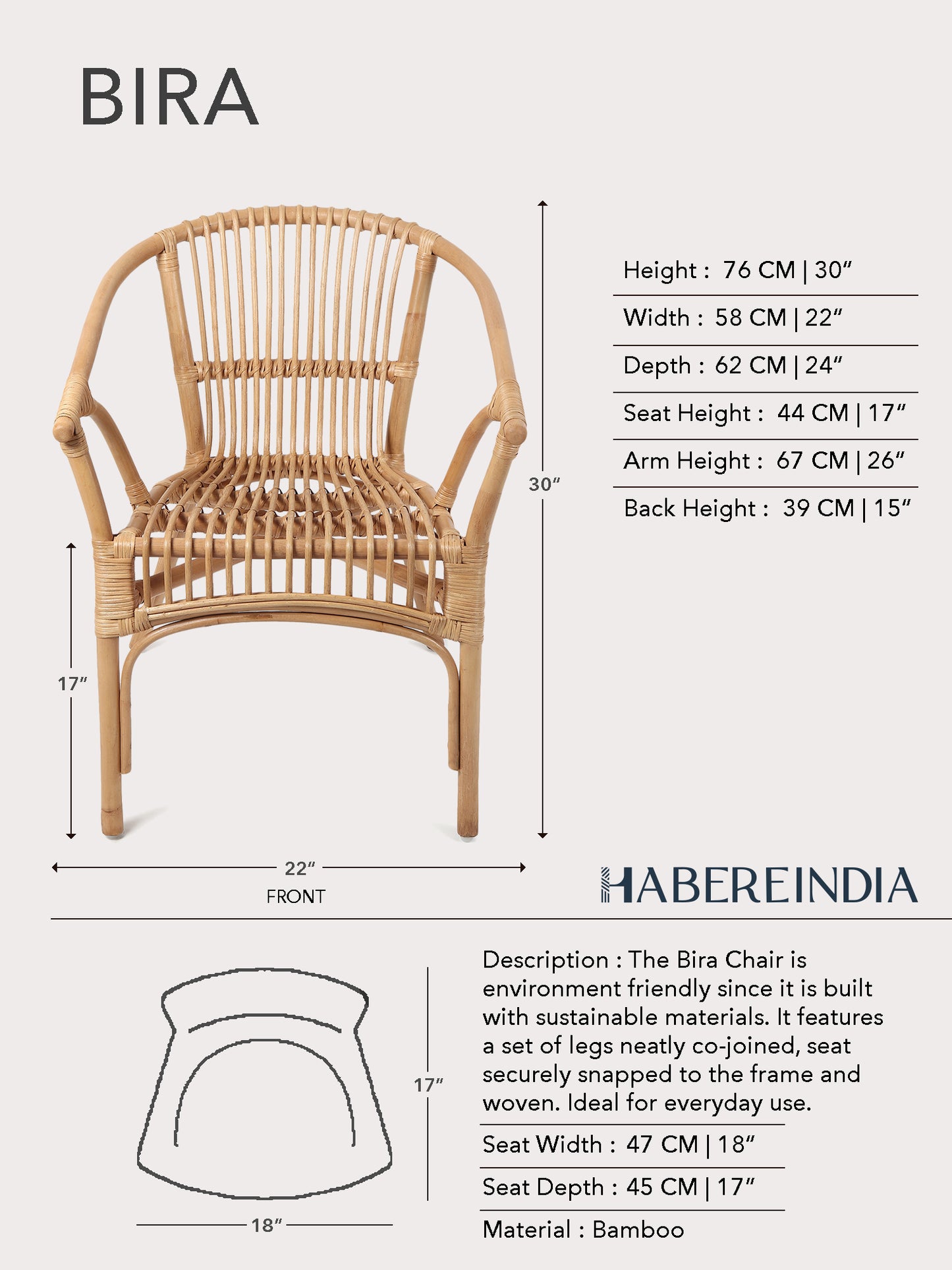 Bira Bamboo Chair | Cane Chair | Chair for living room