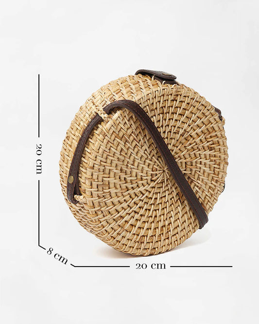 Sac à bandoulière rond en rotin