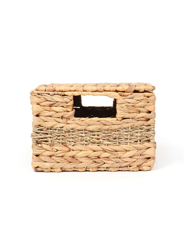 Eco-Friendly Seagrass Lid Box for Scarves, Belts & Wardrobe Essentials