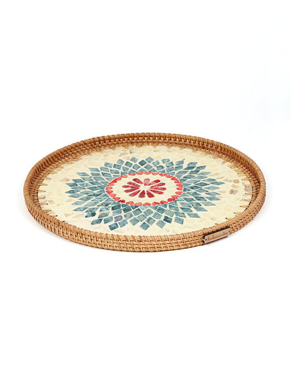 Plateau Canne Rond - Mosaïque Rangoli