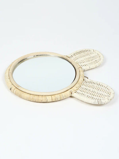 Rustic Handmade Rattan Wall Mirror for Bedroom, Bathroom, or Hallway Accent