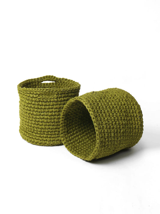Set of 2 Soft Cotton Basket for Plants, Books, or Blankets