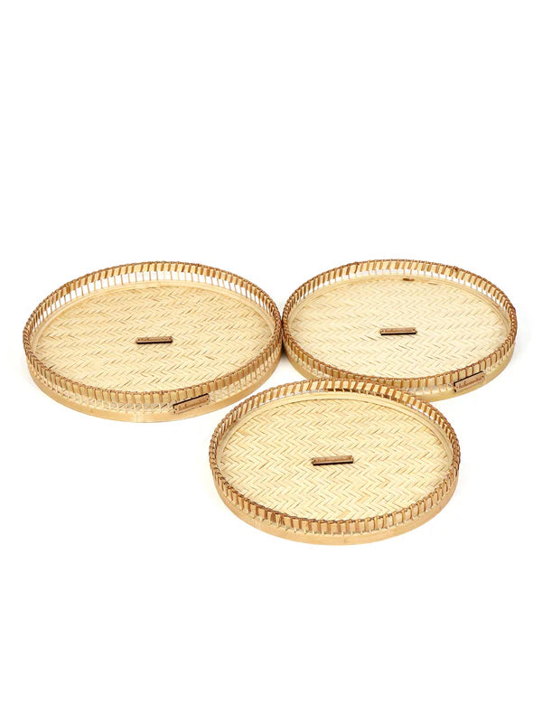Bambustablett | Cane Geschenkkorb Tablett 3er Set