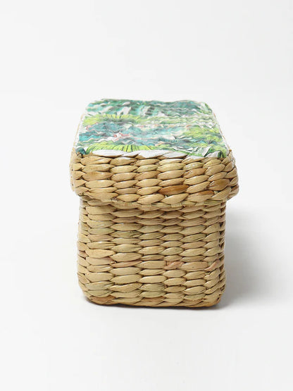 Handwoven Long Seagrass Storage Box for Scarves, Accessories & Small Items