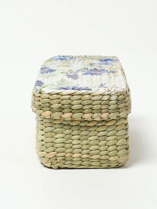 Handmade Long Seagrass Lid Box for Closet & Wardrobe Organization