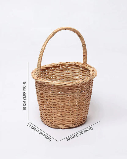 Handcrafted Wicker Round Basket for Fruits, Flowers, and Home Storage