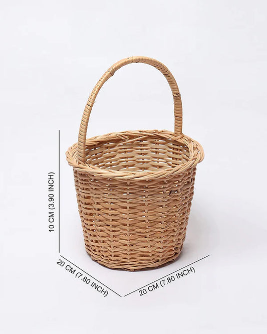Handcrafted Wicker Round Basket for Fruits, Flowers, and Home Storage