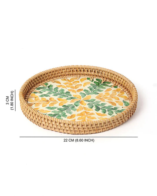 Rattan Decorative Round Tray for Gifting and Kitchen Use