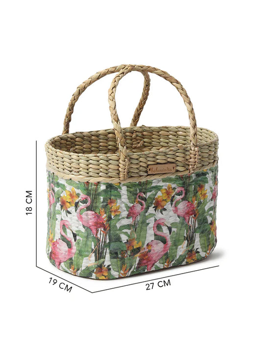 Handwoven Large Seagrass Picnic Basket for Outdoor Dining and Travel Storage