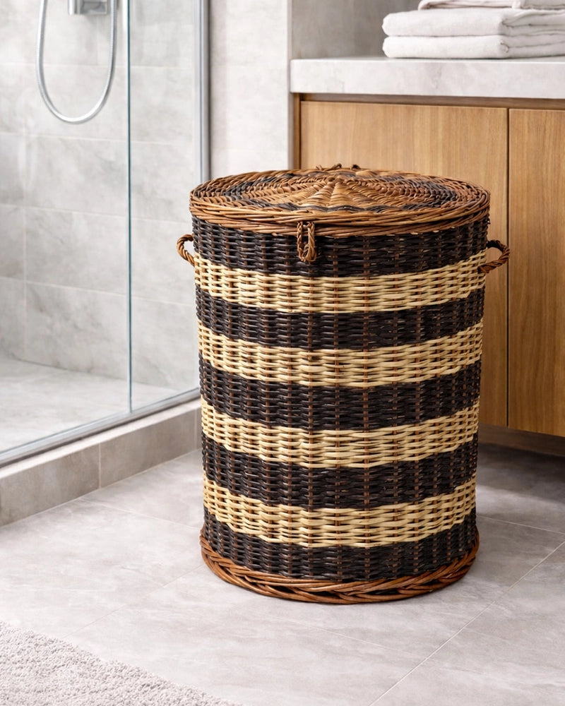 Eco-Friendly Wicker Laundry Basket for Clothes Storage and Home Organization