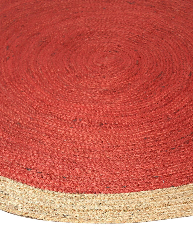 Round Jute Rug Red Jute Round Area Rug - Red Jute Round Rugs – Habere India