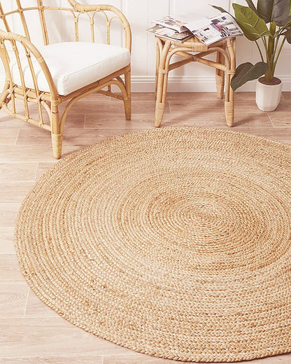 Round Yellow Jute Rug