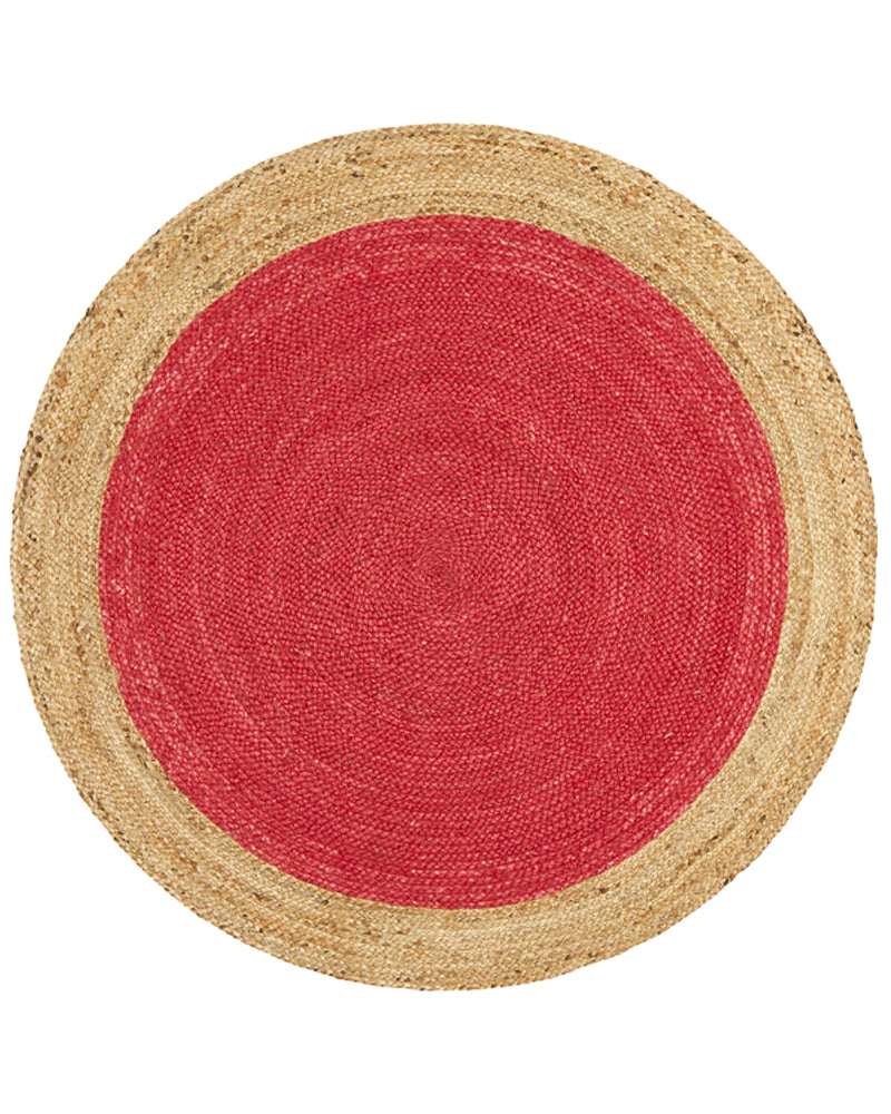 Round Jute Rug Red Jute Round Area Rug - Red Jute Round Rugs – Habere India