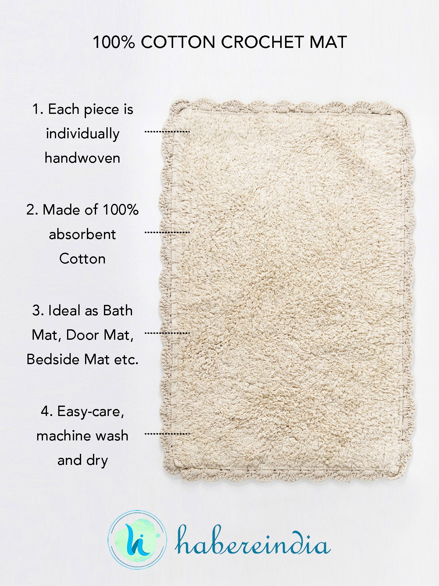 Buy Online Cotton Bath Mat - Cotton Bathtub Mat – Habere India