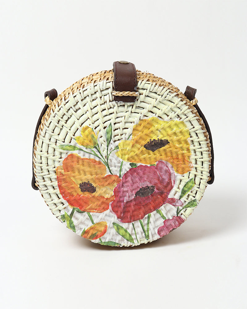 Round Rattan Sling Bag