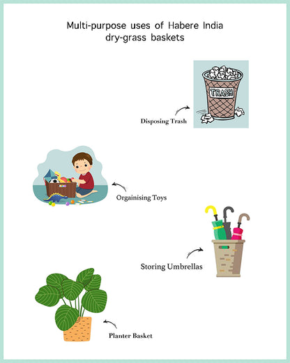 Seagrass Eco Friendly Dustbin Size chart