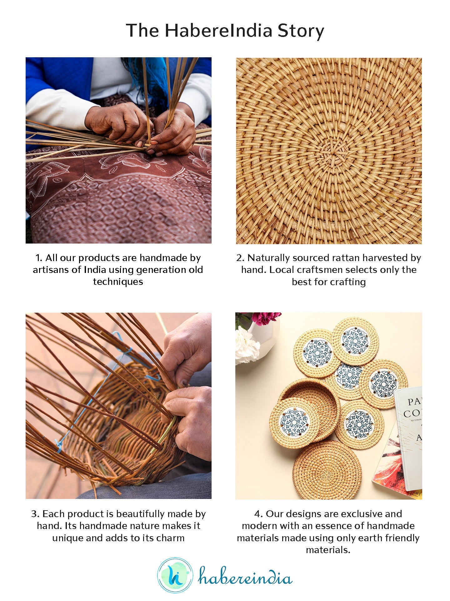 Rattan-Untersetzer | Teeuntersetzer - Blau
