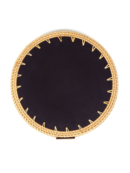  Cane Tray Round - Flower Mosaic