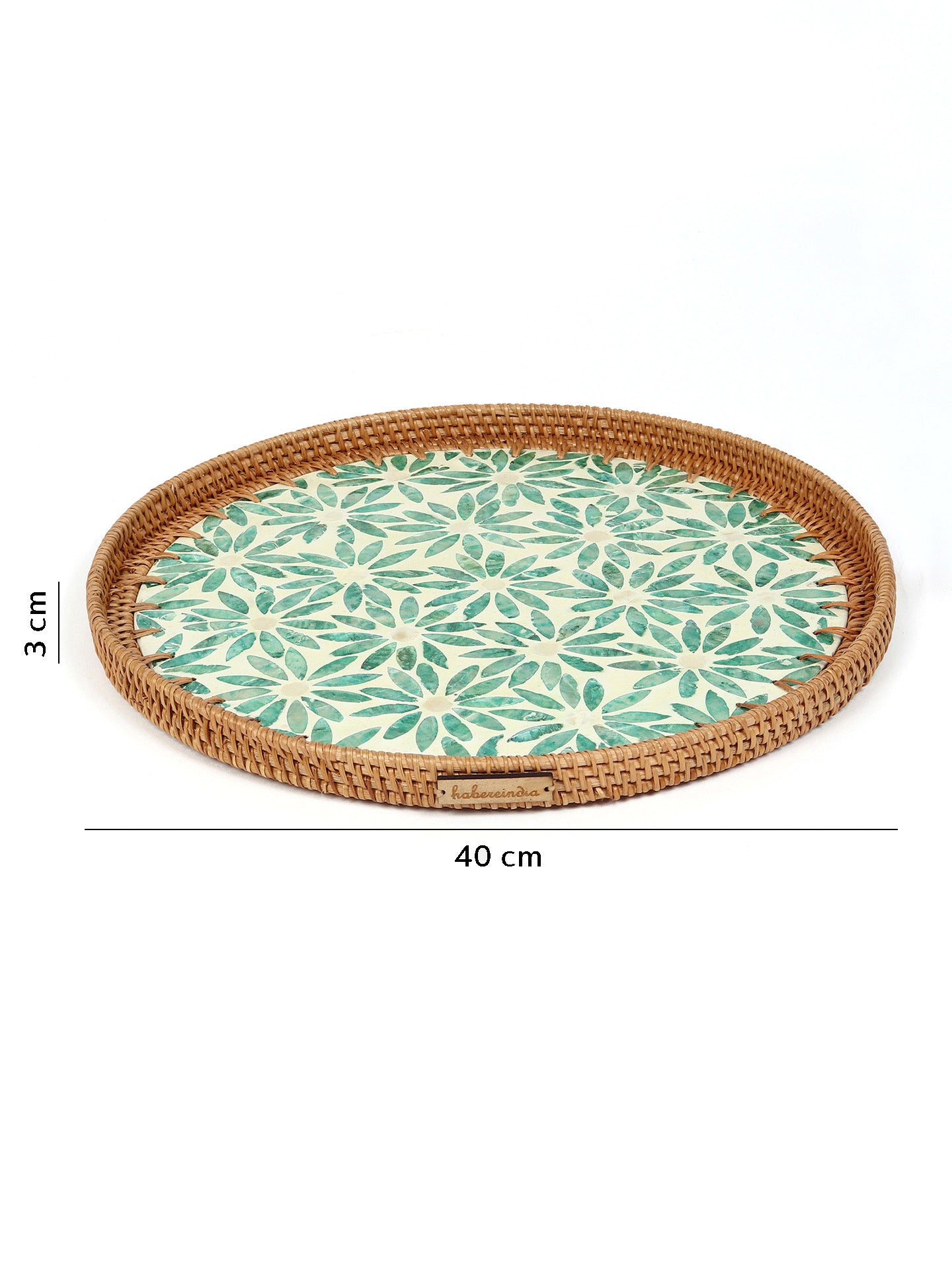 Cane Tray Round Tropical Mosaic