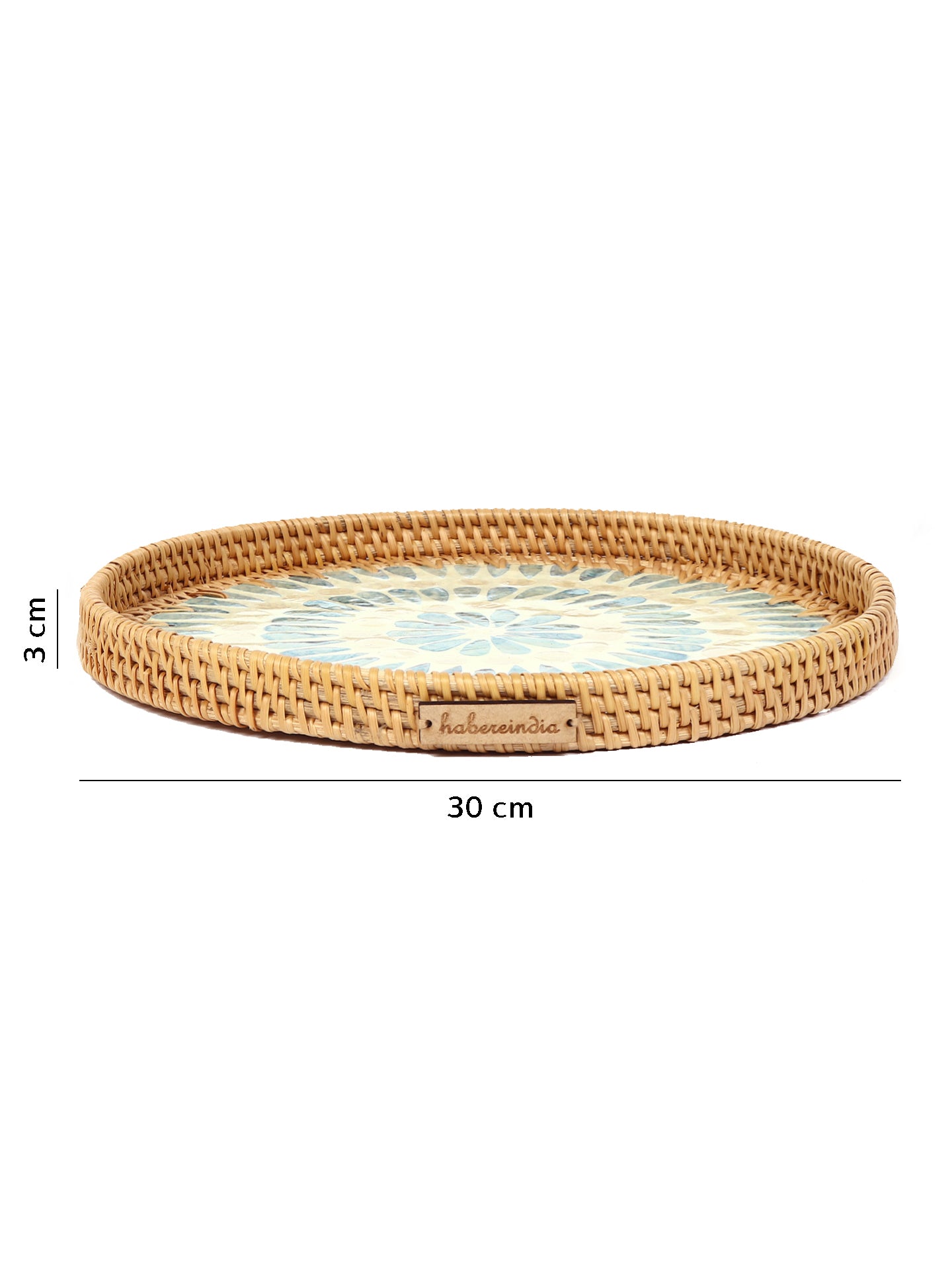 Buy Cane Tray Round - Blue Circle Mosaic