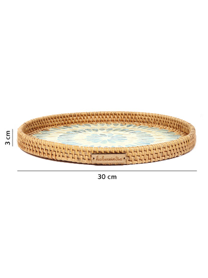 Buy Cane Tray Round - Blue Circle Mosaic