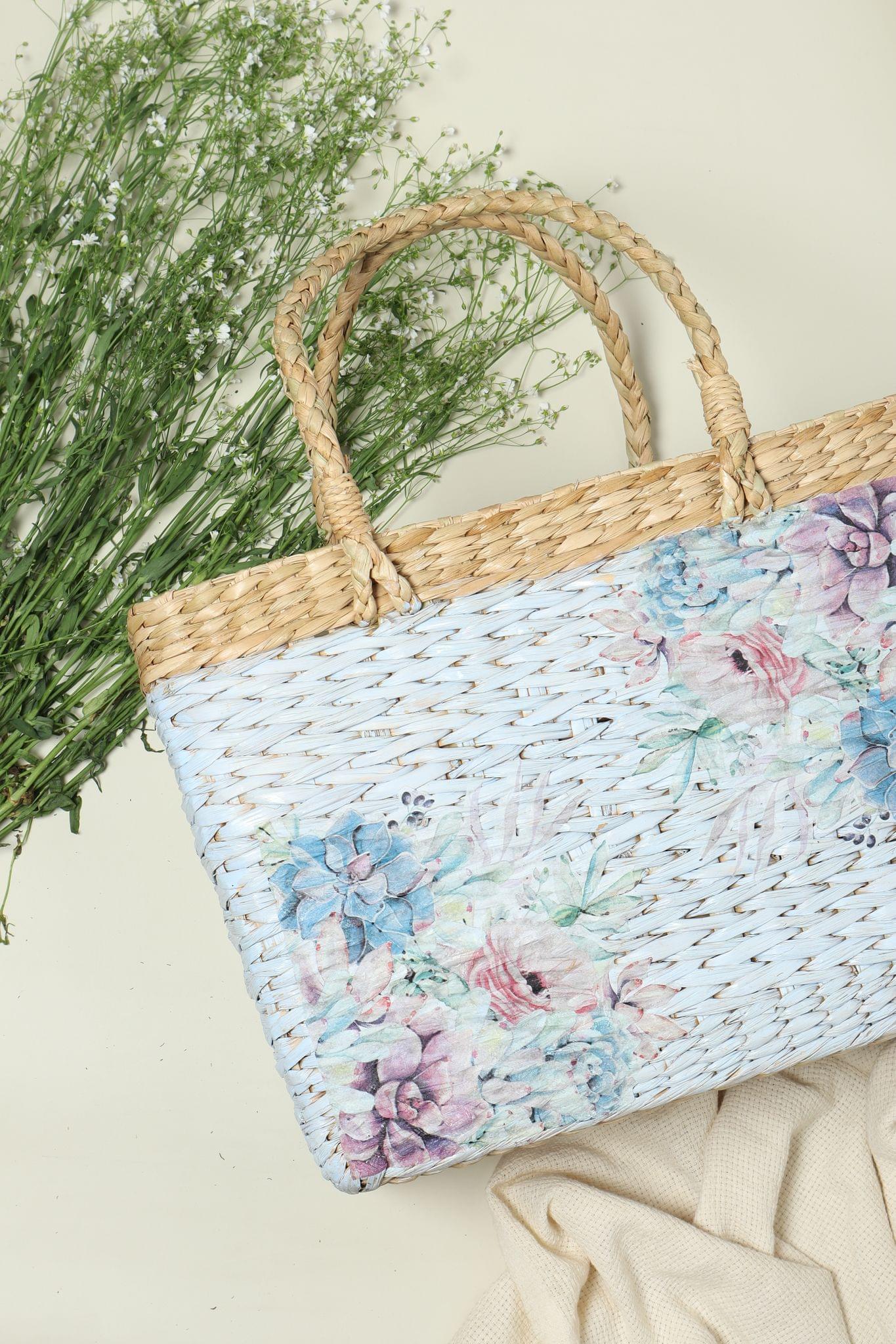 Seagrass Shopping Basket Blue