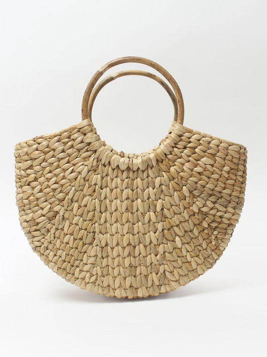 Petit sac fourre-tout en jonc de mer naturel en forme de U