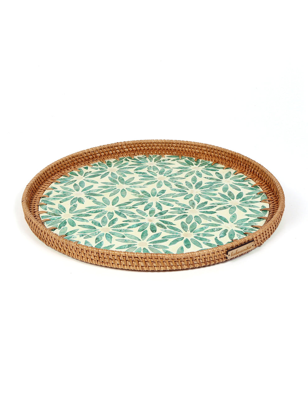 Buy Cane Tray Round Tropical Mosaic Habere India