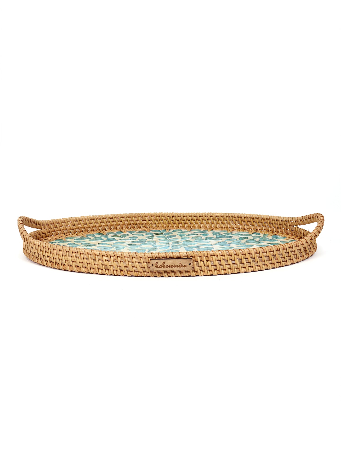 Buy Online Cane Tray Oval - Blue Tropical Mosaic